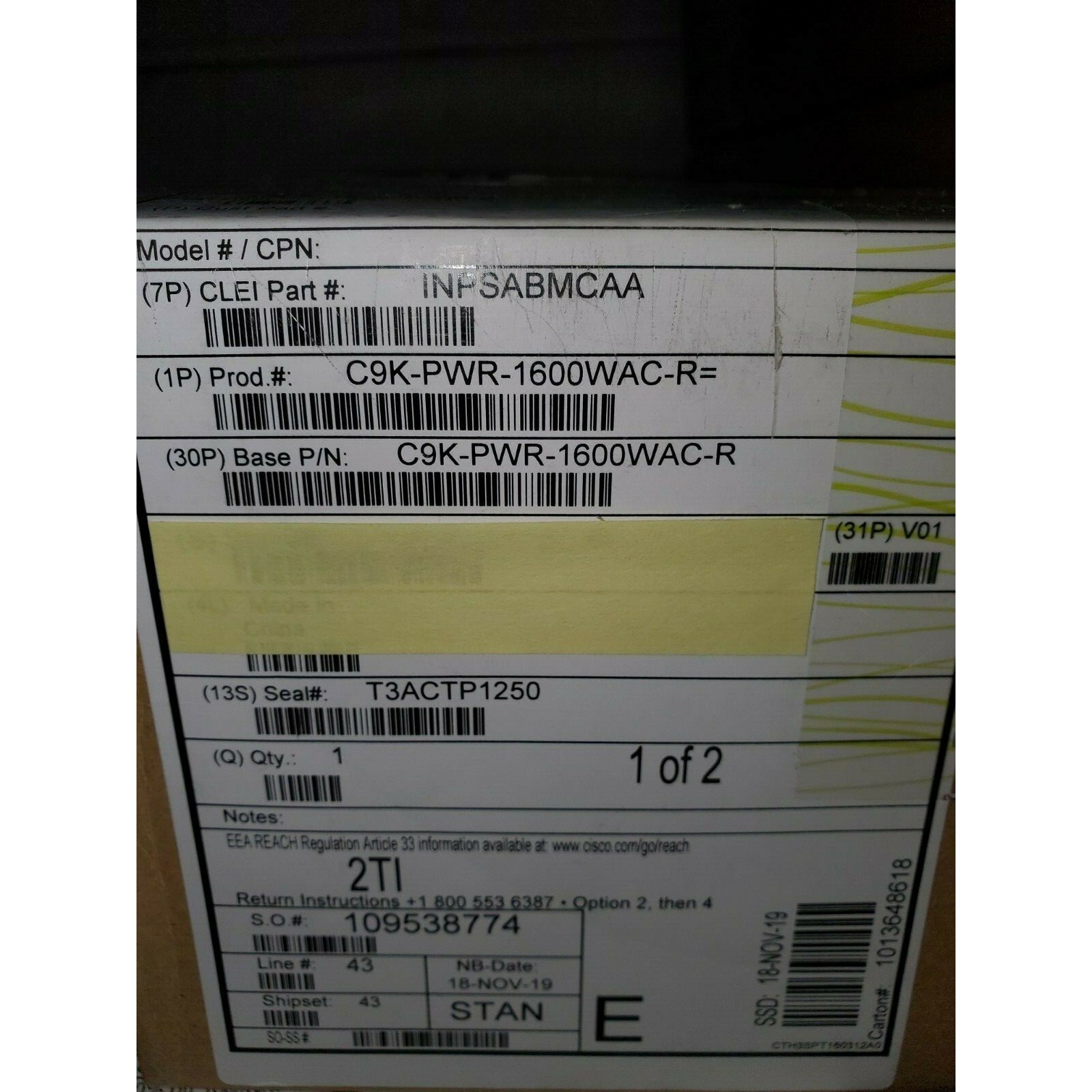 ***NEW*** CISCO C9K-PWR-1600WAC-R, FAST SHIPPING