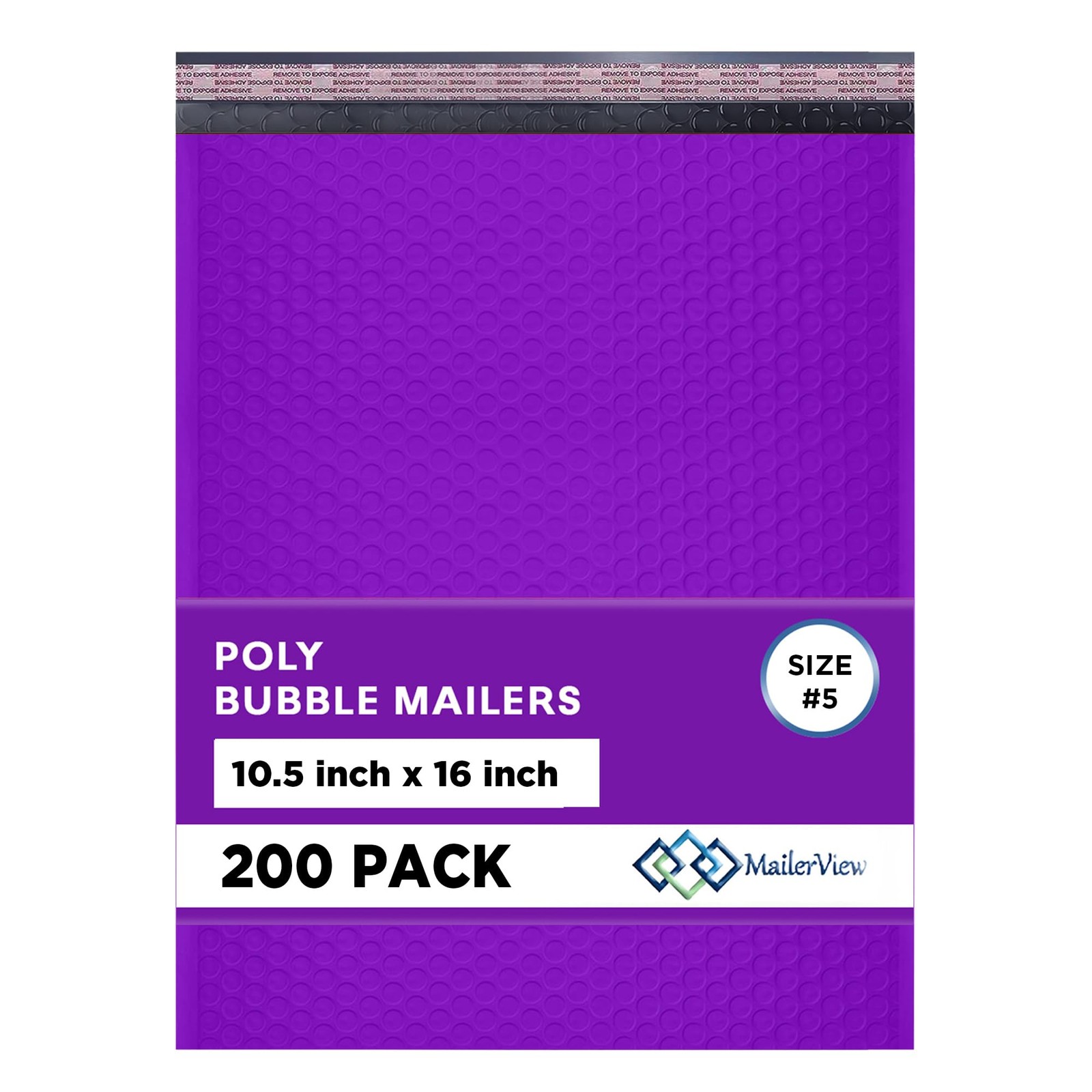 Purple Bubble Mailers 10.5x16 Self Seal Poly Padded Envelopes #5, 200 Pack