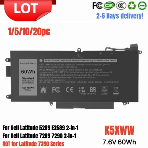 ✅LOT 1-20PC K5XWW 71TG4 Battery For Dell Latitude 7389 7390 5285 5289 2-in-1
