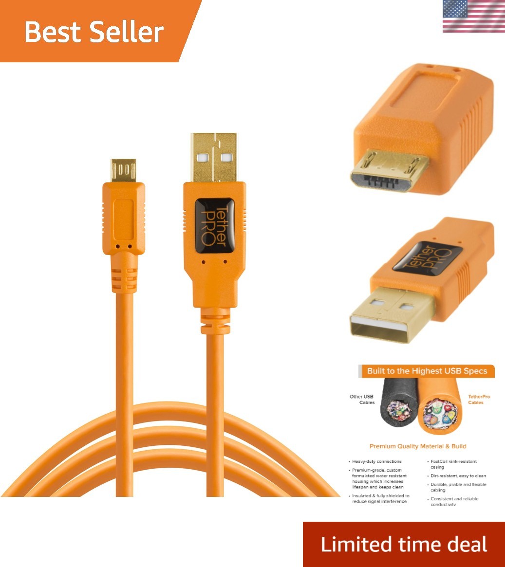 TetherPro USB 2.0 to USB Micro-B 5-Pin Cable | for Fast Transfer Between Came...
