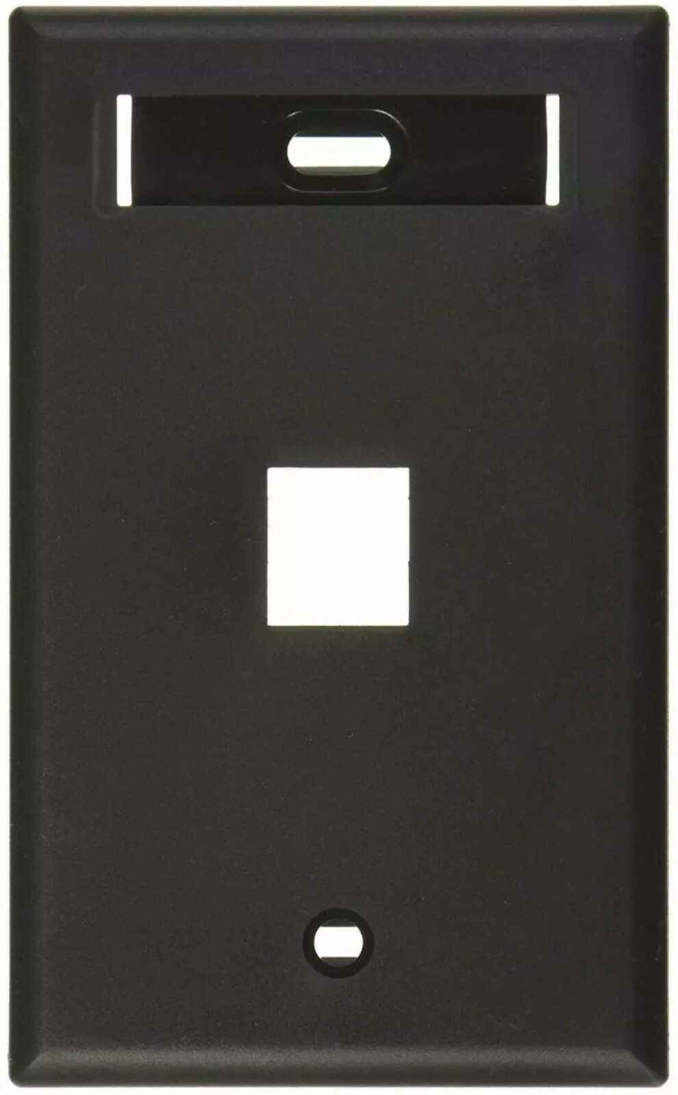 LEVITON 42080-1ES QUICKPORT WALLPLATE W/ID WINDOW, SINGLE GANG, 1-PORT, BLACK 