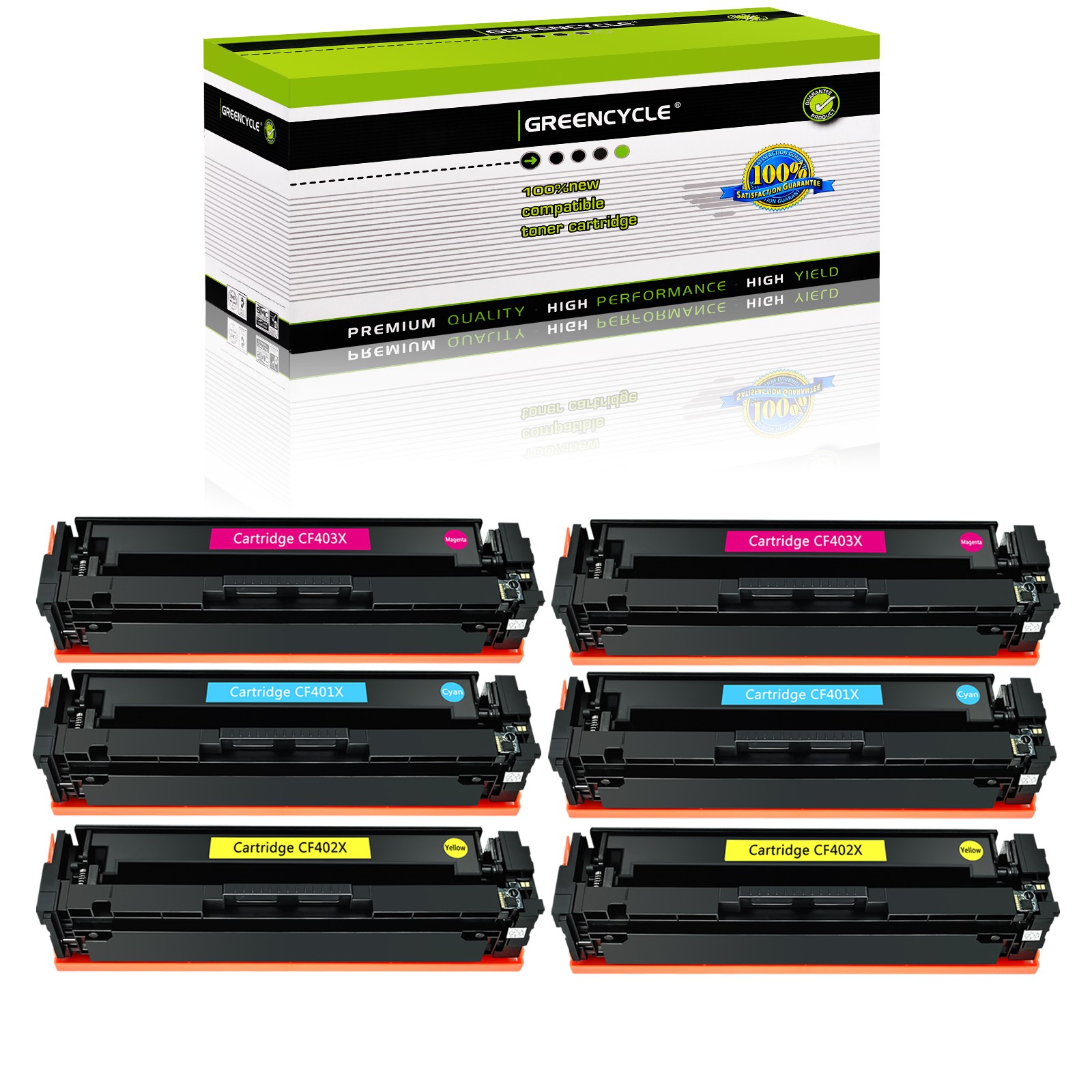 6PK CF400X BCYM Toner Set Fits For HP 201X Color Laserjet Pro MFP M252dw M277dw