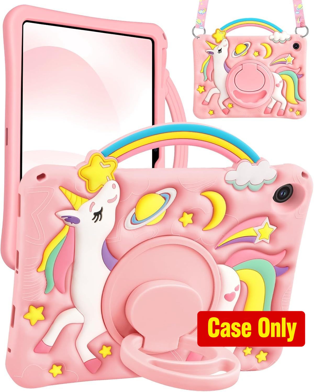 Case for Samsung Galaxy Tab A9 Plus-Cute Cartoon Unicorn Soft 3D Silicone Cover