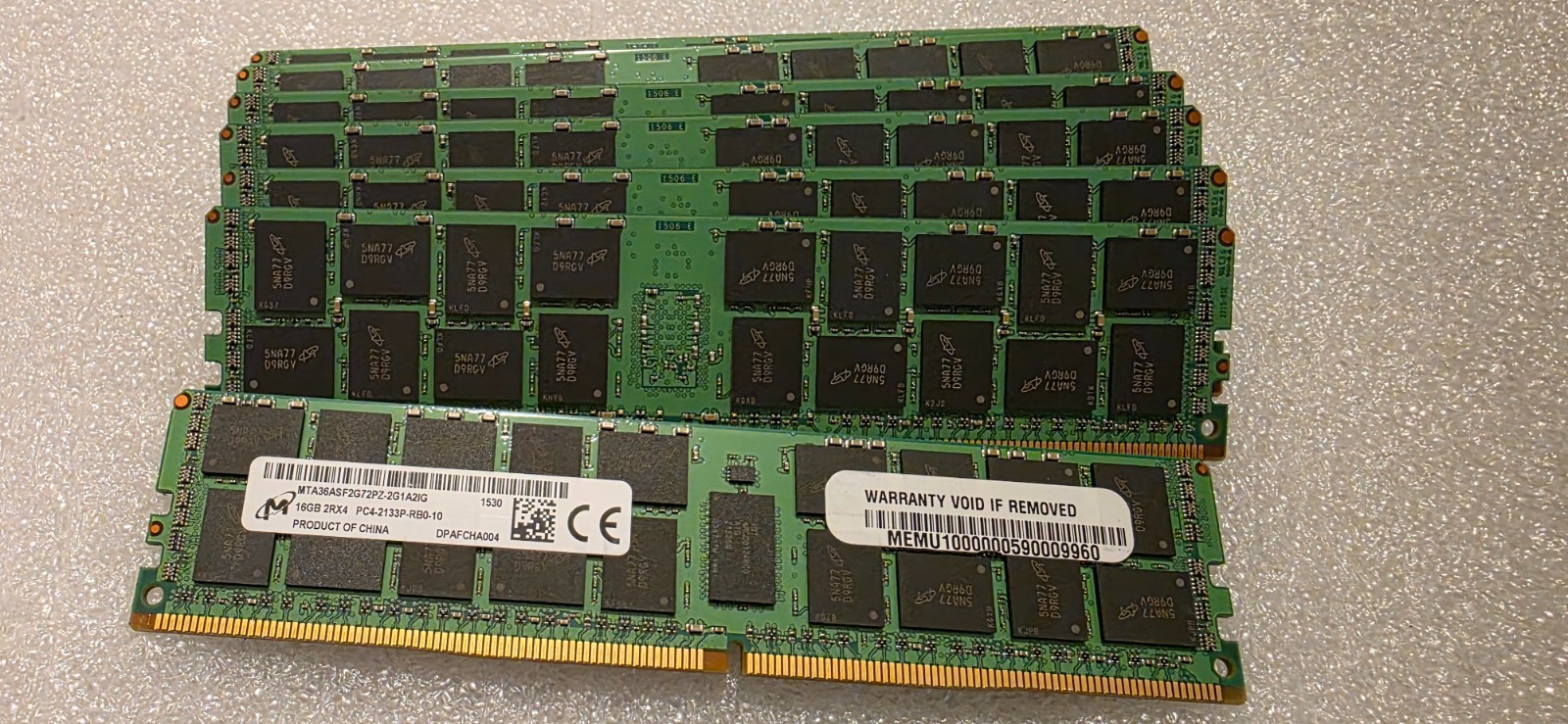 Lot of 2x16GB MICRON MTA36ASF2G72PZ MICRON 2RX4 PC4-2133P DDR4 SERVERVER MEMORY