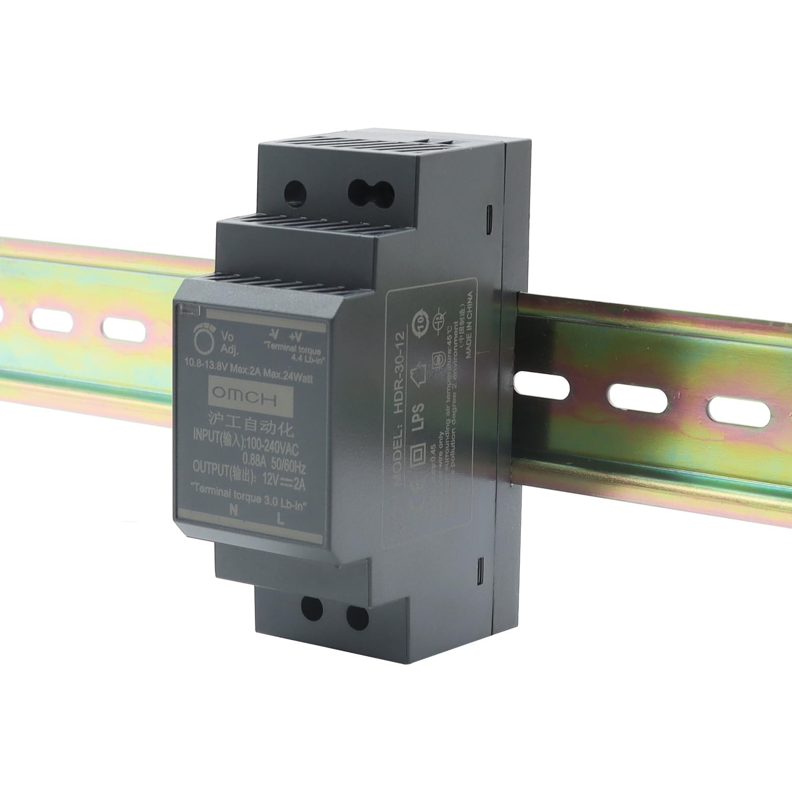12V DIN Rail Power Supply 24W HDR3012 UltraSlim Switching 12V 2A 35mm PSU