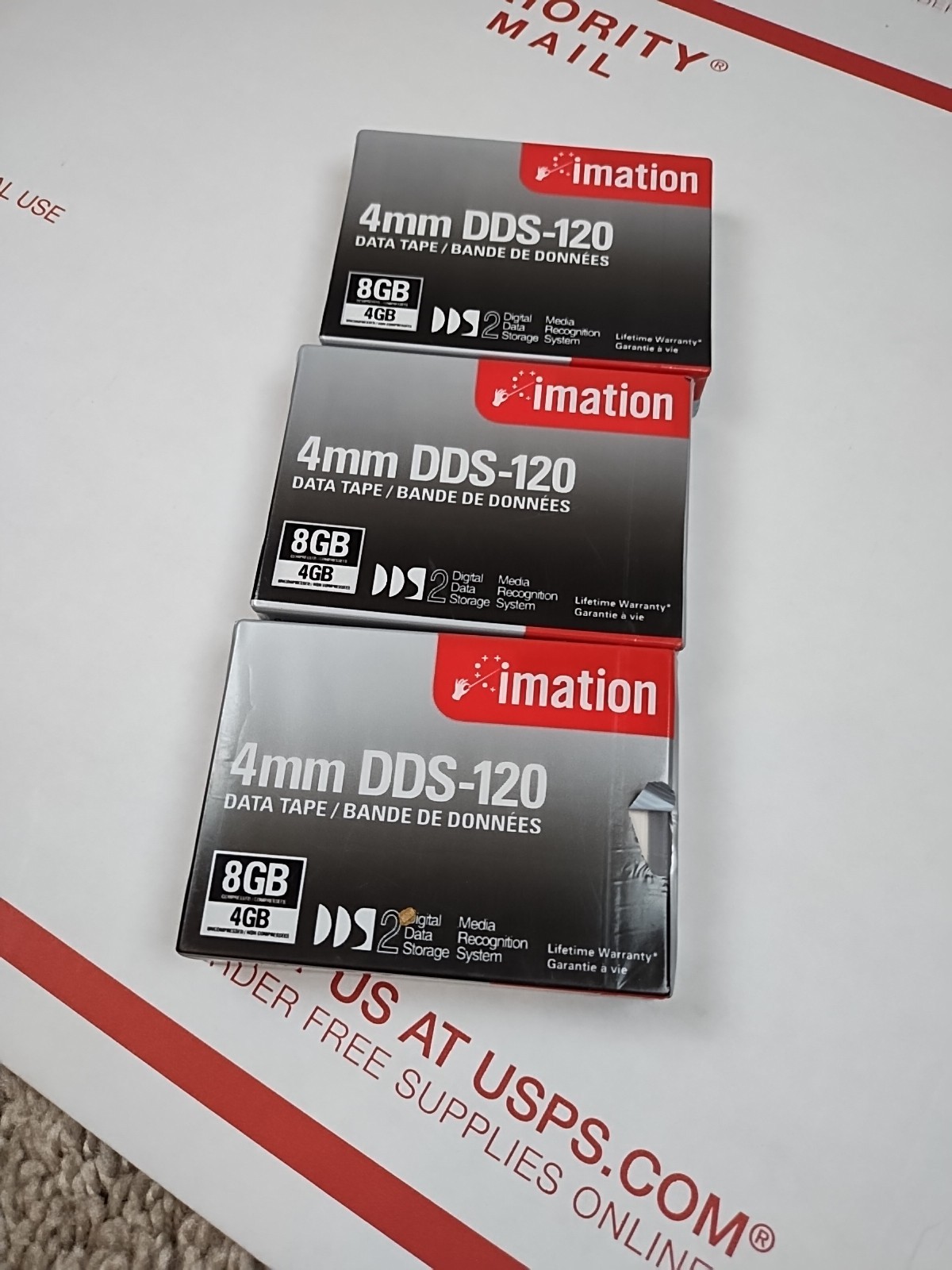 3 Pack  Imation DDS-120 Data Tapes Cartridges 4mm 4/8GB  NEW