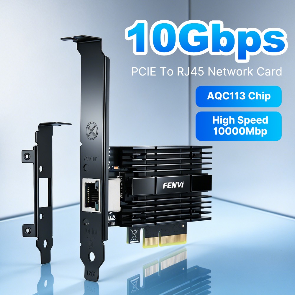 PCIe x4 10Gbps Network Card AQC113 RJ45 Port Ethernet Adapter for Desktop PC NAS
