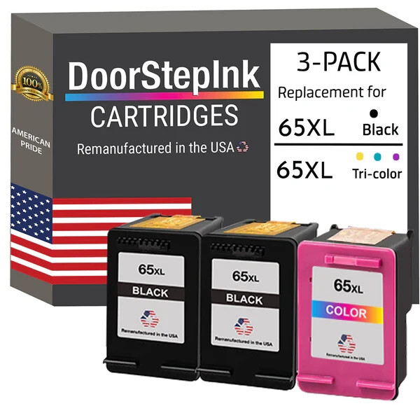 DoorStepInk Compatible Ink Cartridges For HP 65XL 2 Black / 1 Color 3-Pack-USA