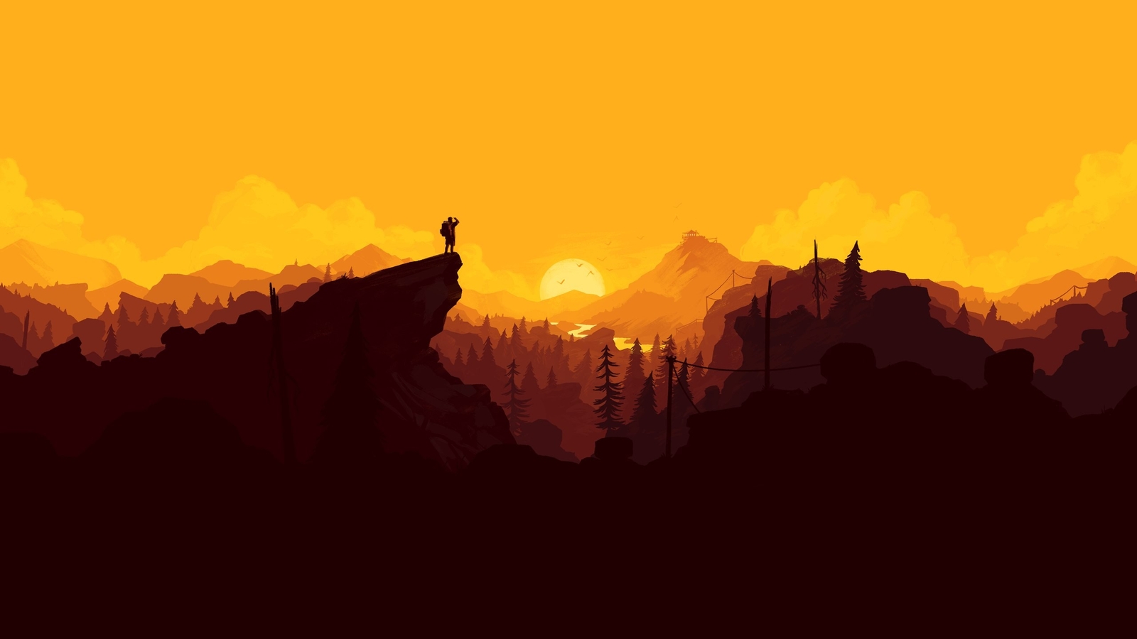 Landscape mountain pass firewatch video game art Custom Gaming Mat Desk