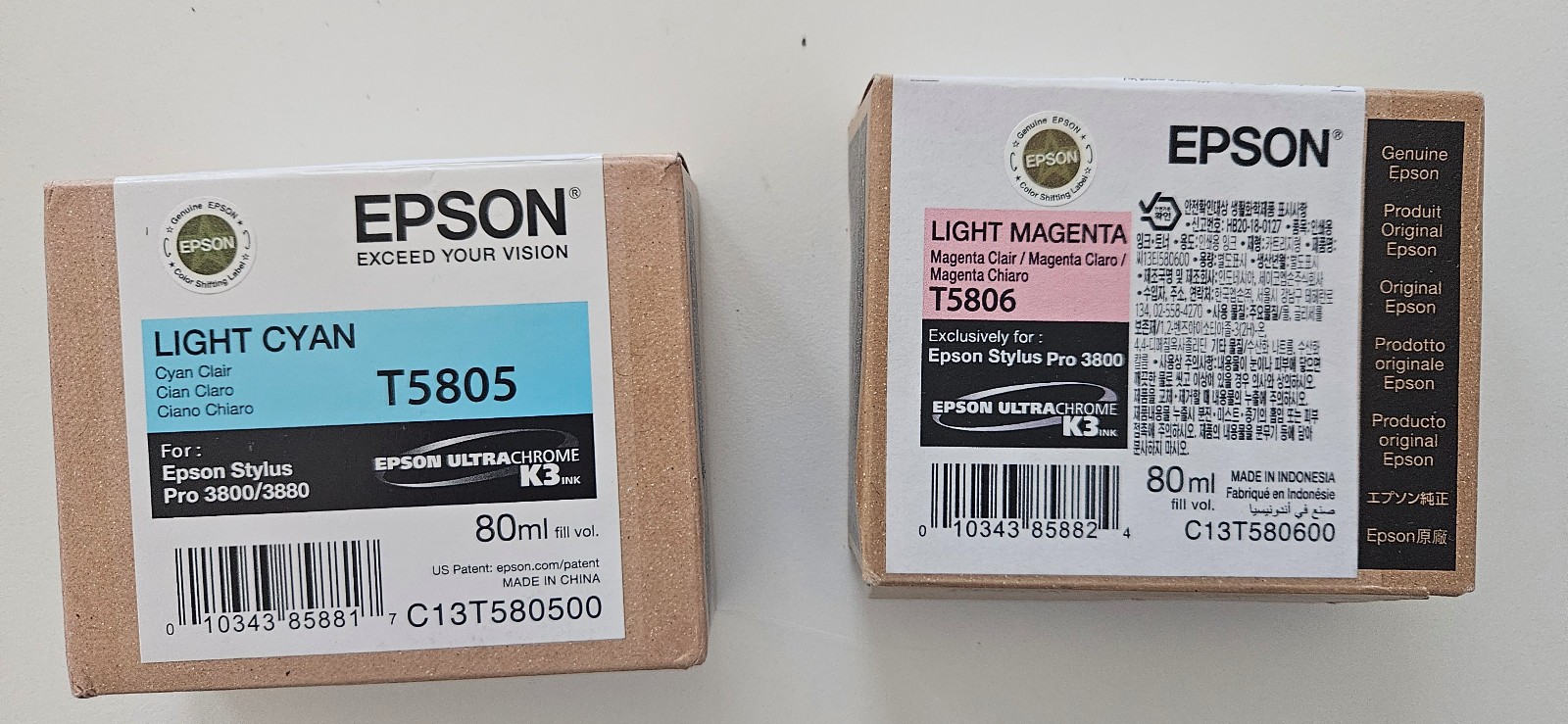 Epson Print Cartridge Light Cyan T5805 and Light Magenta T5806