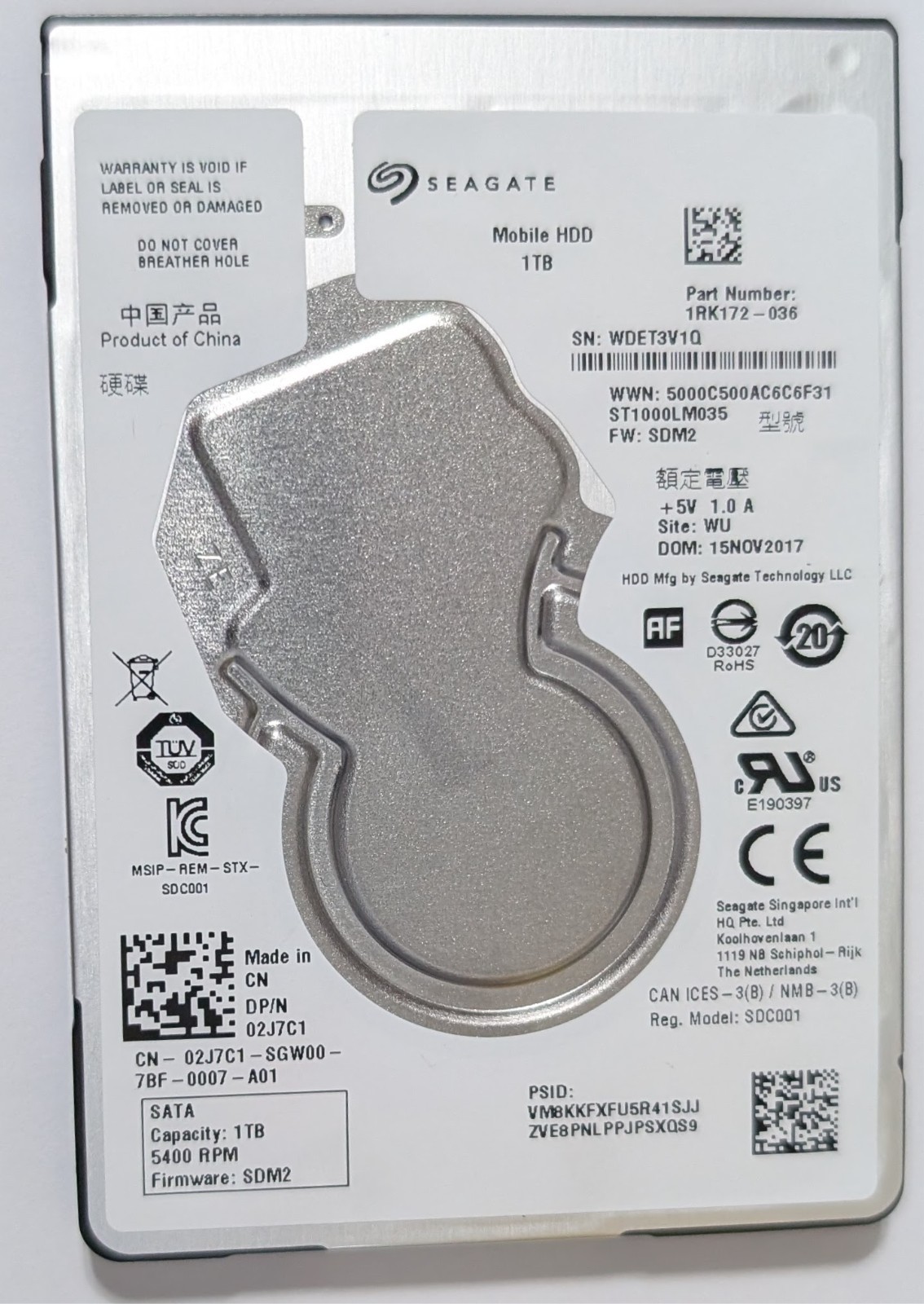 Seagate 1000 GB ST1000M035-1RK172 4884 hrs Tested Good