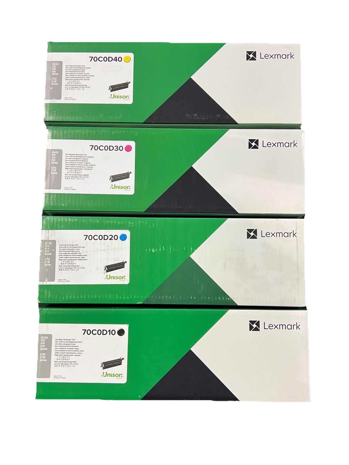 Set Of 4 New Sealed Genuine Lexmark 70C0D10/20/30/40 Developer Units B C M Y