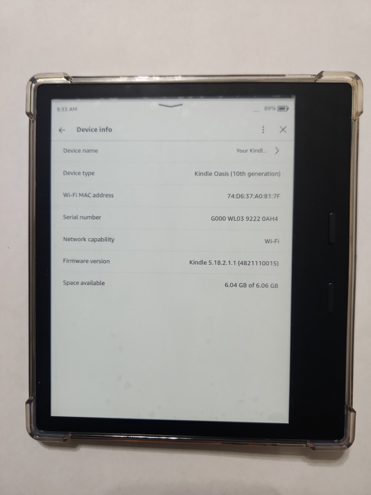 Amazon Kindle Oasis 10th Gen 2019 8GB 7'' eBook Reader Graphite Bundle w/ case