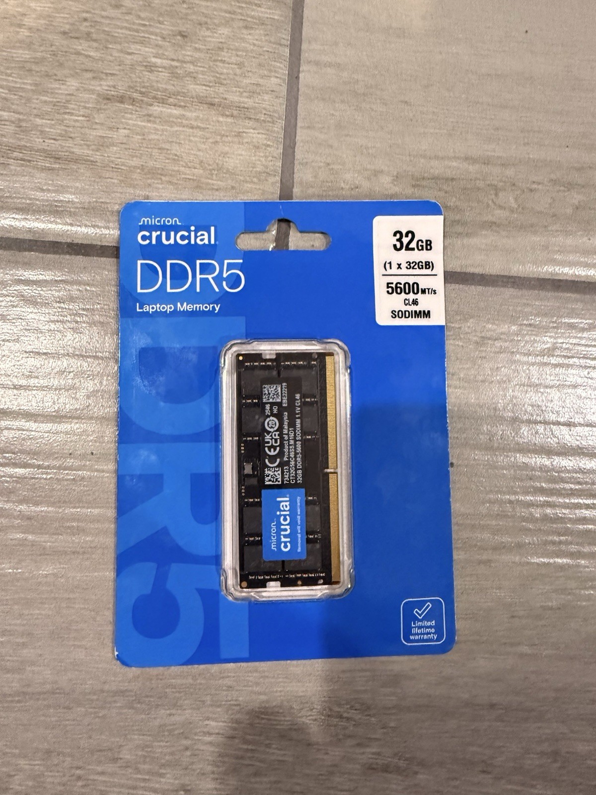 Crucial 32GB 5600 MHz DDR5 SODIMM RAM | CT32G56C46S5
