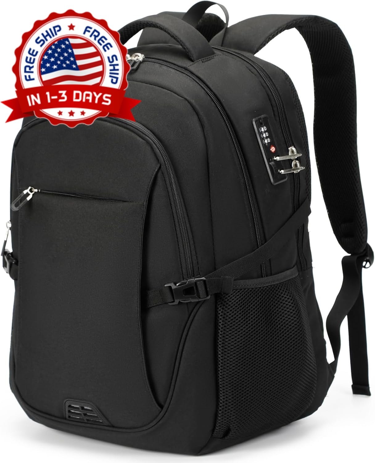 Mochila para laptop antirrobo con candado y espacio para computadora 17 pulgadas