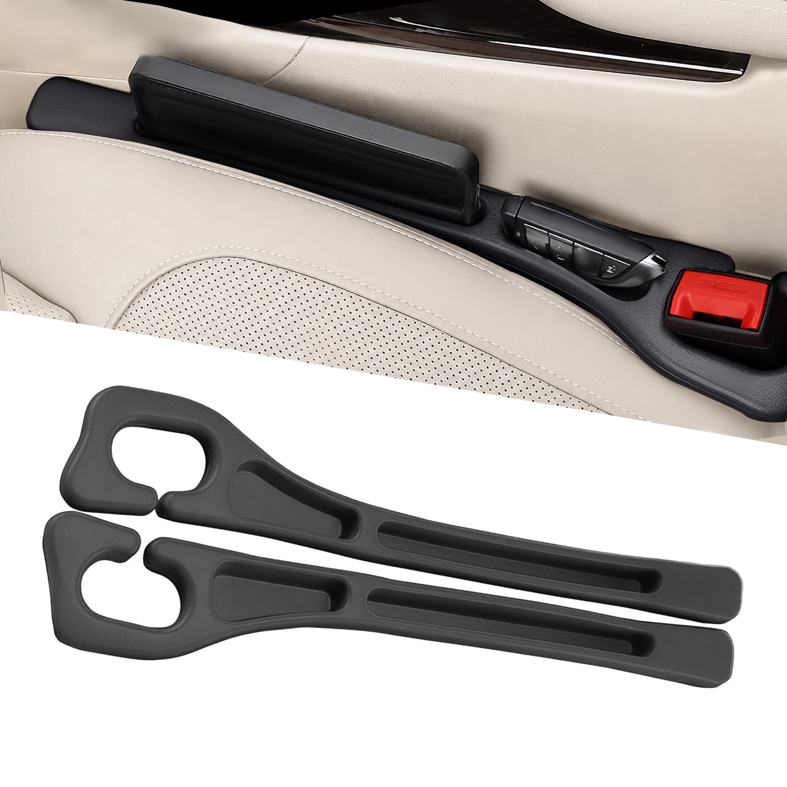 Car Seat Gap Filler Organizer 2 PCS Black Universal Seat Gap Plug Blocker Ant...