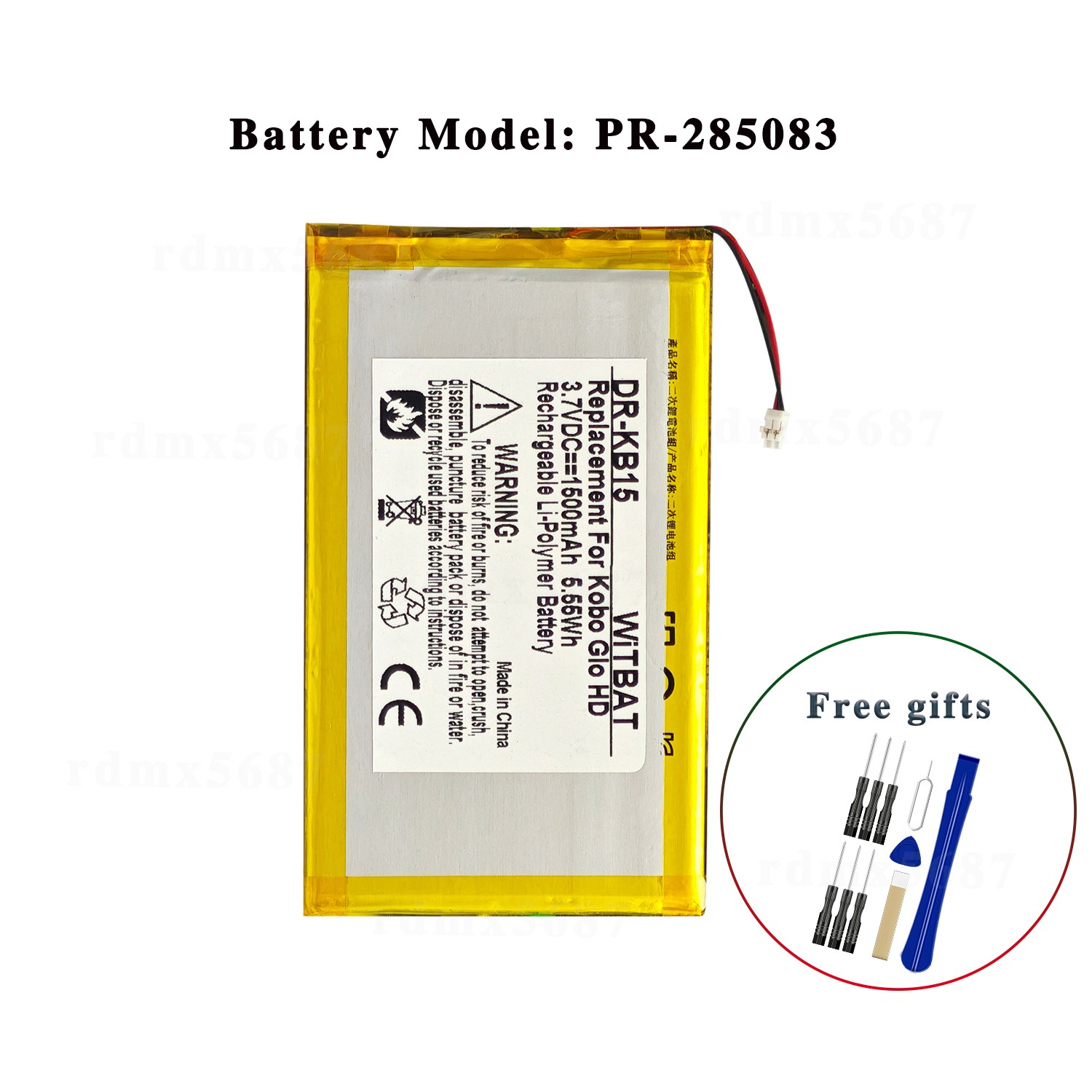 1500mAh For Barnes & Noble NOOK GlowLight Plus BNRV510 PR-285083 Battery