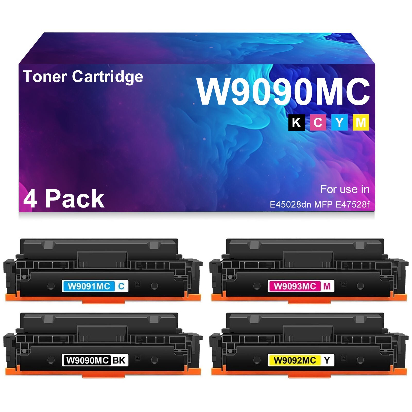 4 Pack W9090MC W9091MC W9092MC W9093MC Compatible Toner Cartridge for E45028dn