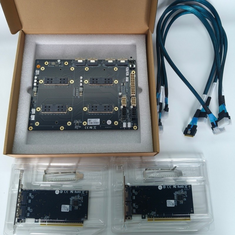 NEW NVIDIA V100 SXM2 GPU Base Board Kit with PCIe Adapter & Cables for AI Server
