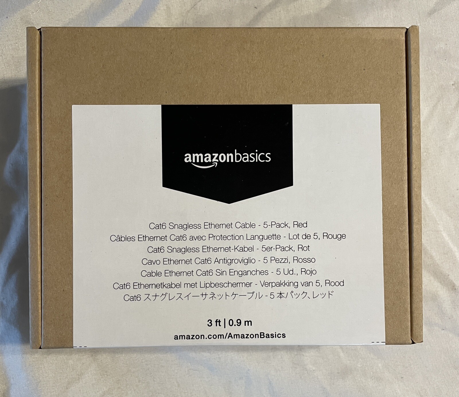 Amazon Basics Cat6 Snagless Ethernet Cable 3ft 0.9 m 5-Pack Red New In Box