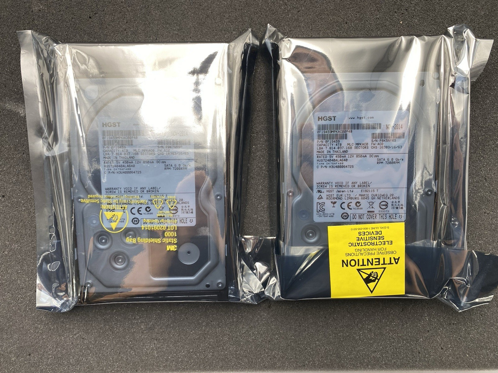 Lot of 2 HGST 0F19459 4TB Hard Drive w/ Isilon Caddy for NL400