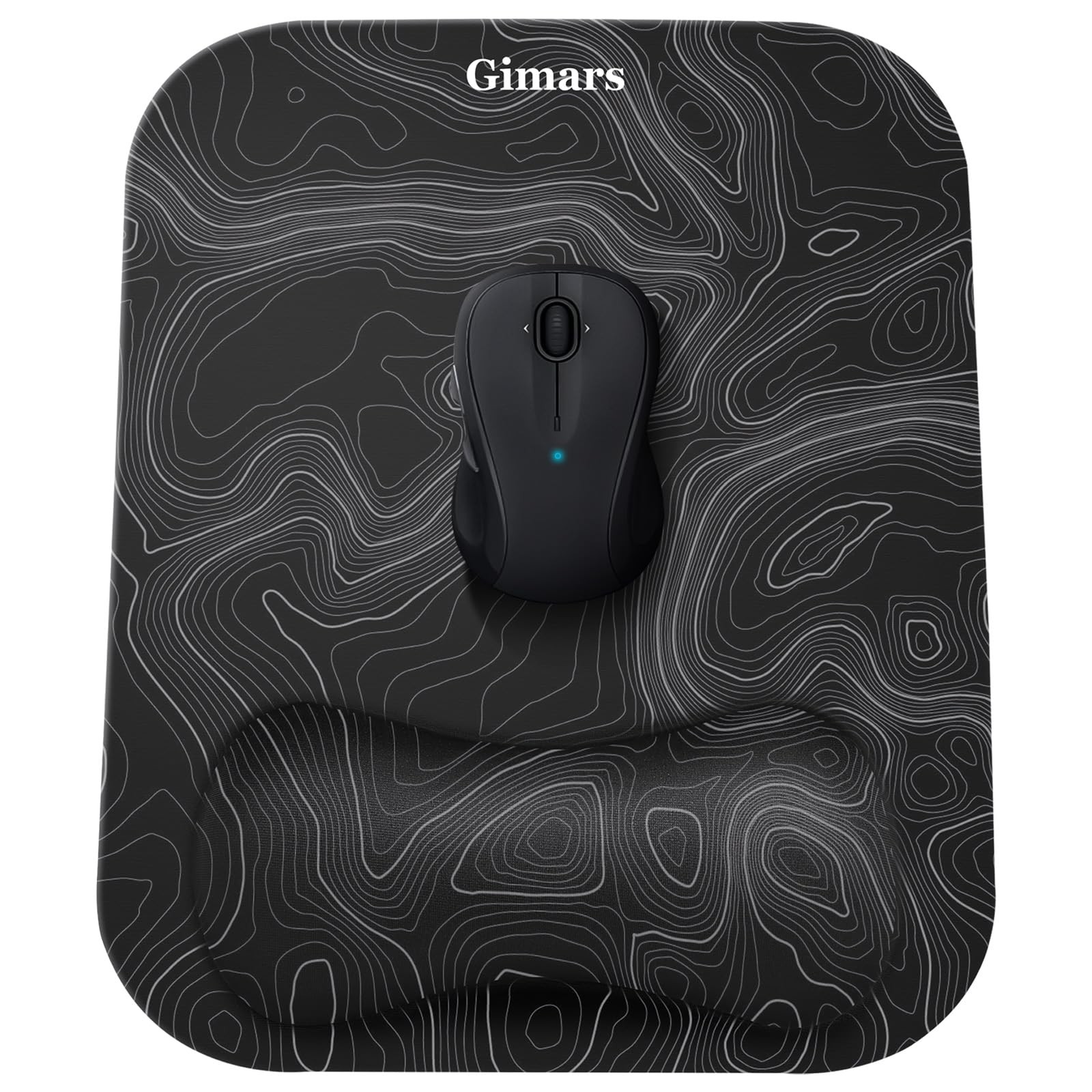 Topographic Map Pattern Mouse Pad With Wrist Rest Ergonomic Design 11X8.3 Inches