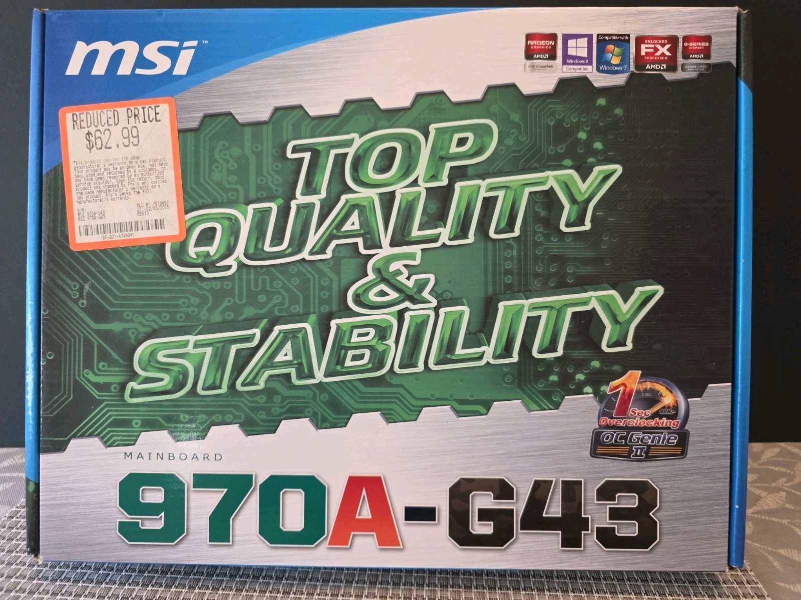 MSI 970A- G43 "open Box" Internal Pieces Still Sealed And Unused,,new