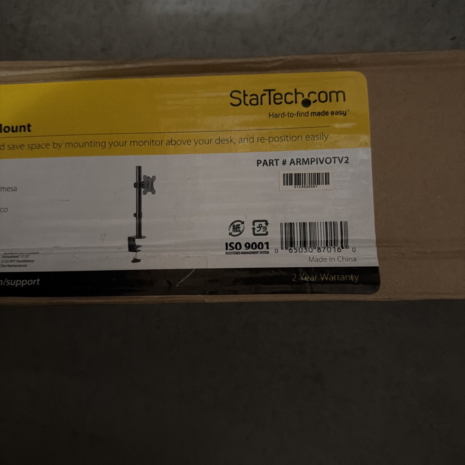 StarTech Single Monitor Desk Mount Adjustable Single Monitor VESA Mount 8kg. New