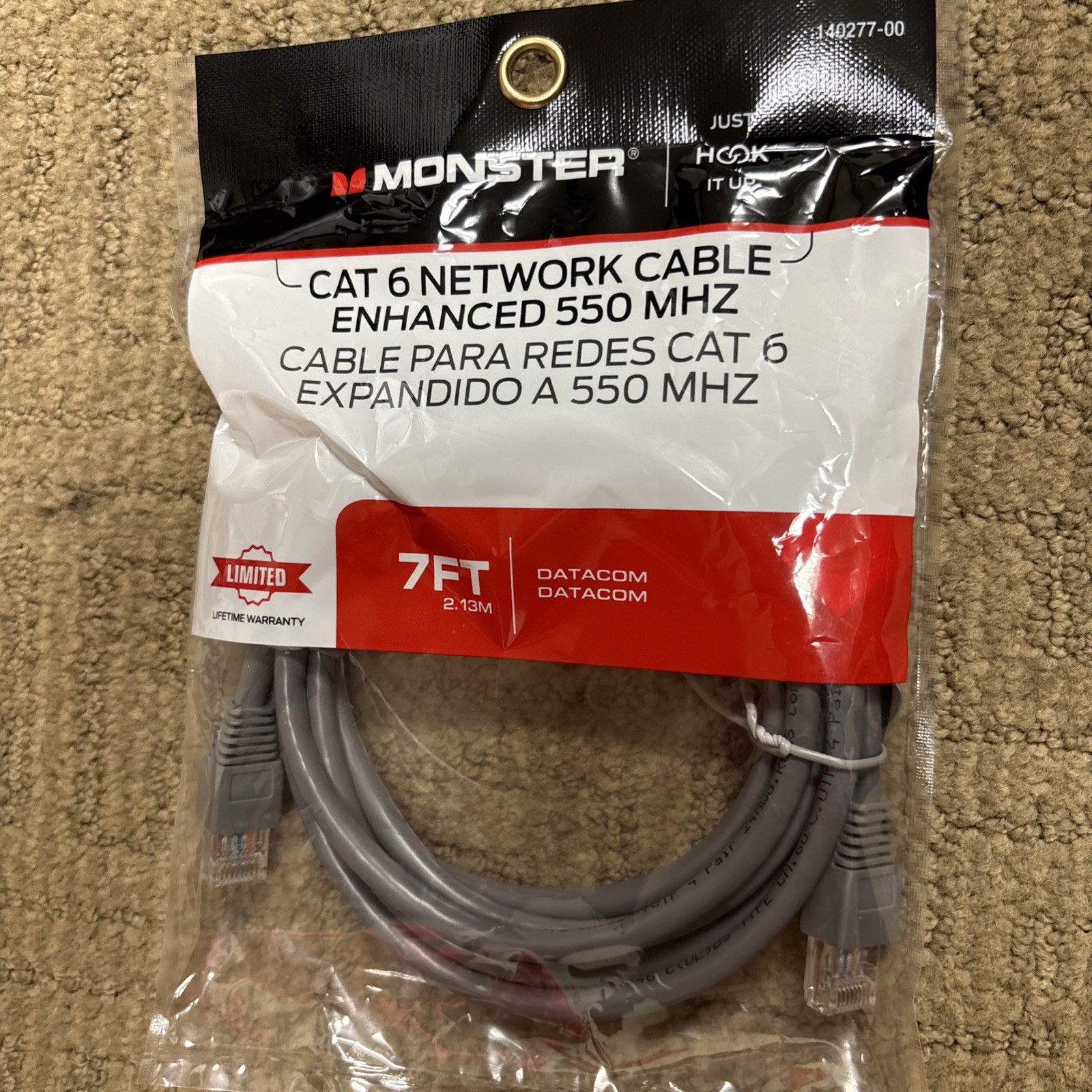 Monster 140277-00 Cat 6 Network Cable Enhanced 550 MHZ JUST HOOK IT UP