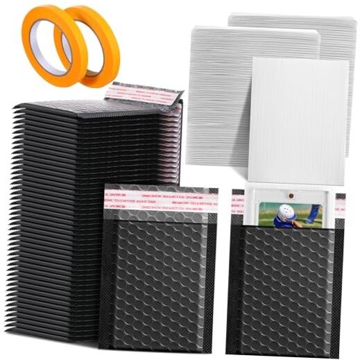 302 Pcs Trading Card Shipping Protector Set Include 200 5.5 x 6.3 Inch Black