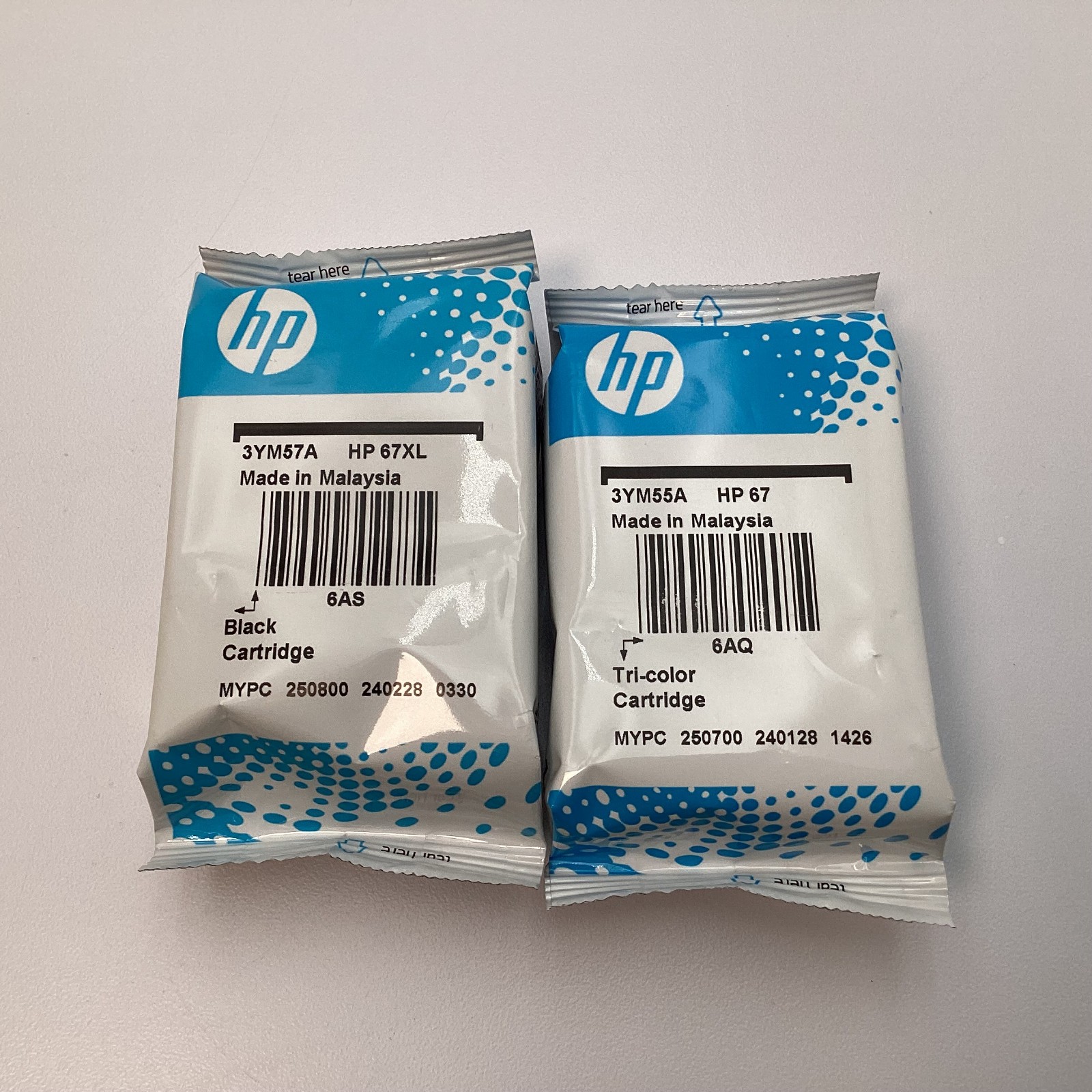 Lot 2 Genuine HP 67 & 67XL Ink Cartridges Black & Tri-Color 3YM57A 3YM55A - 2026