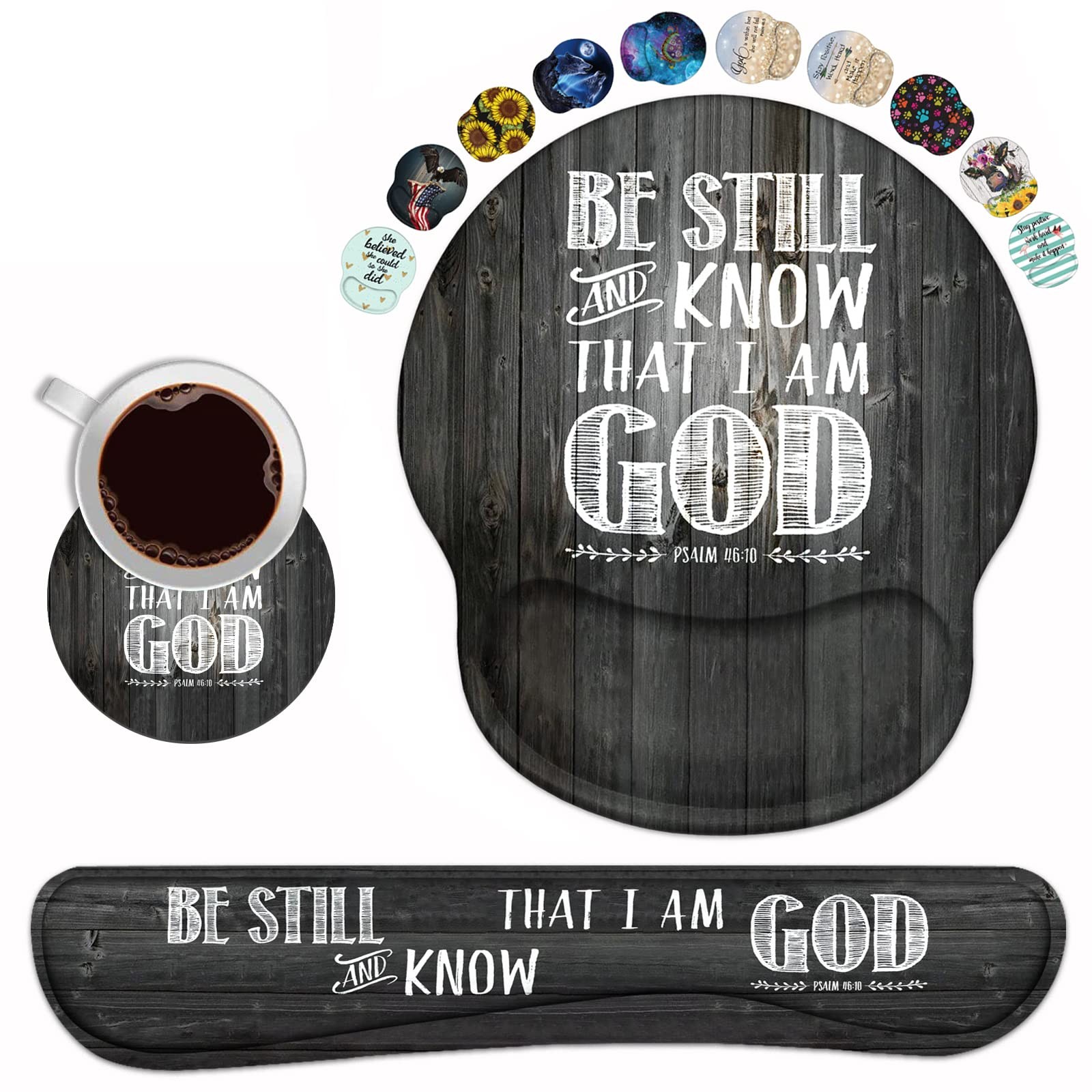 Keyboard Wrist Rest and Mouse Pad Medium, Quotes Bible Verse Psalm 46:10