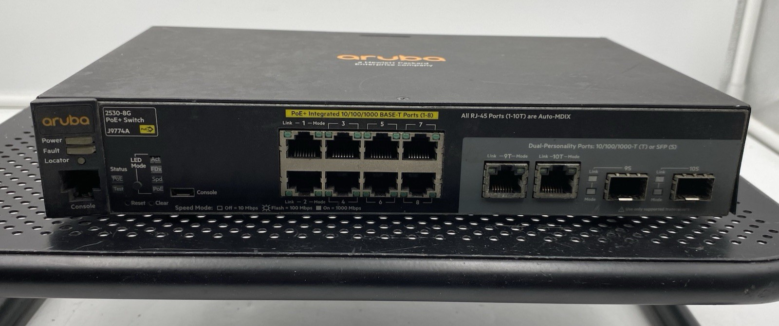 HPE Aruba 2530-8G PoE+ 2SFP (J9774A) 8 Port Managed Switch No Adapter