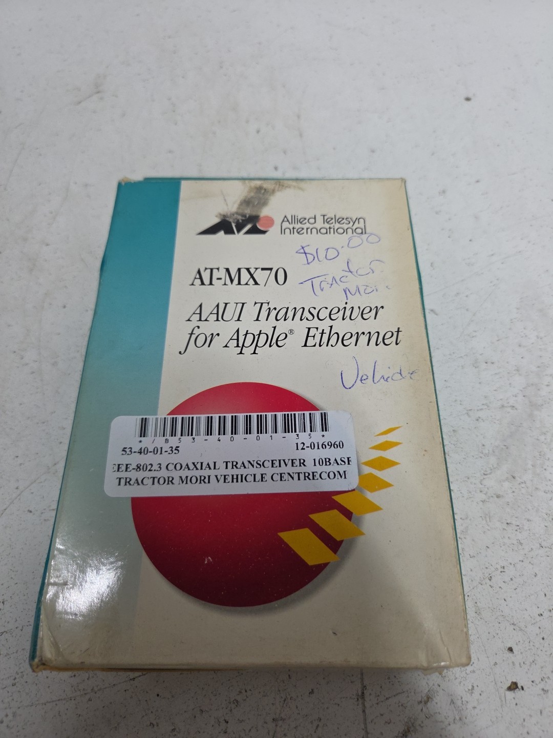 Allied Telesyn AT-MX70 CentreCOM MX70 AAUI Coaxial Micro Transceiver **NOS**