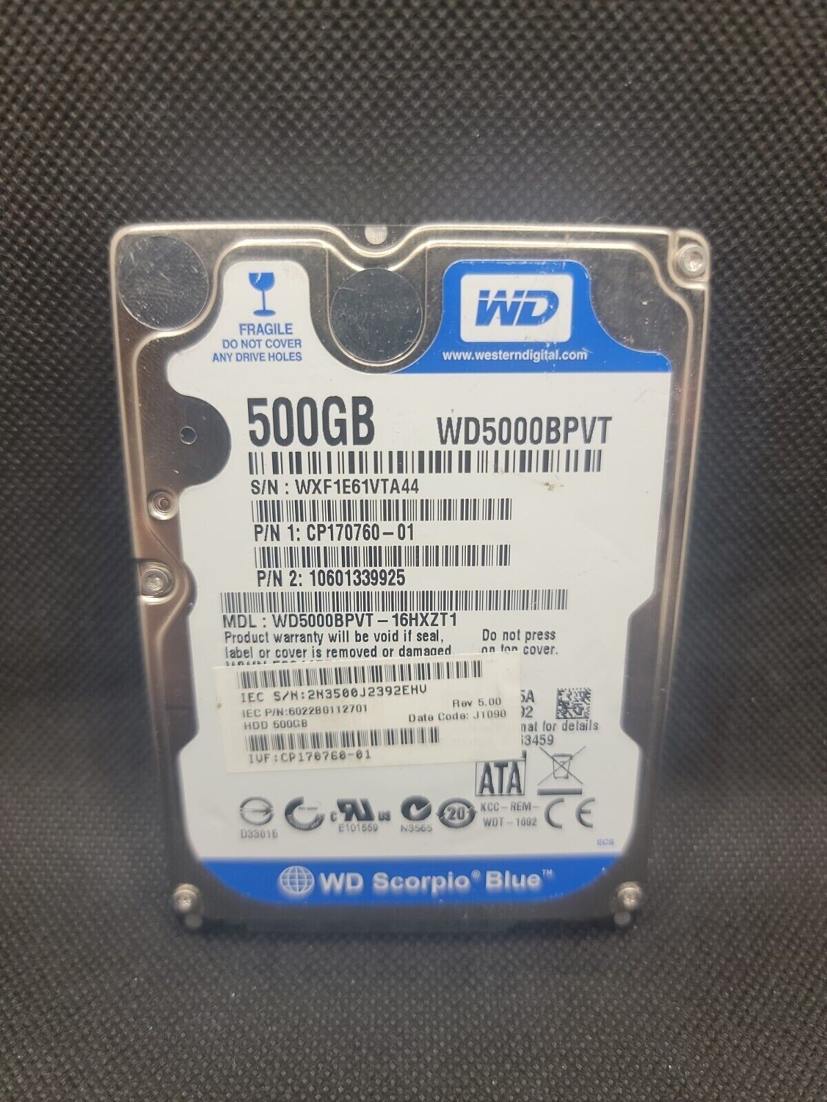 Western Digital WD5000BEVT WD Scorpio Blue 2.5" 500GB 5400RPM 8MB SATA-3.0 HDD