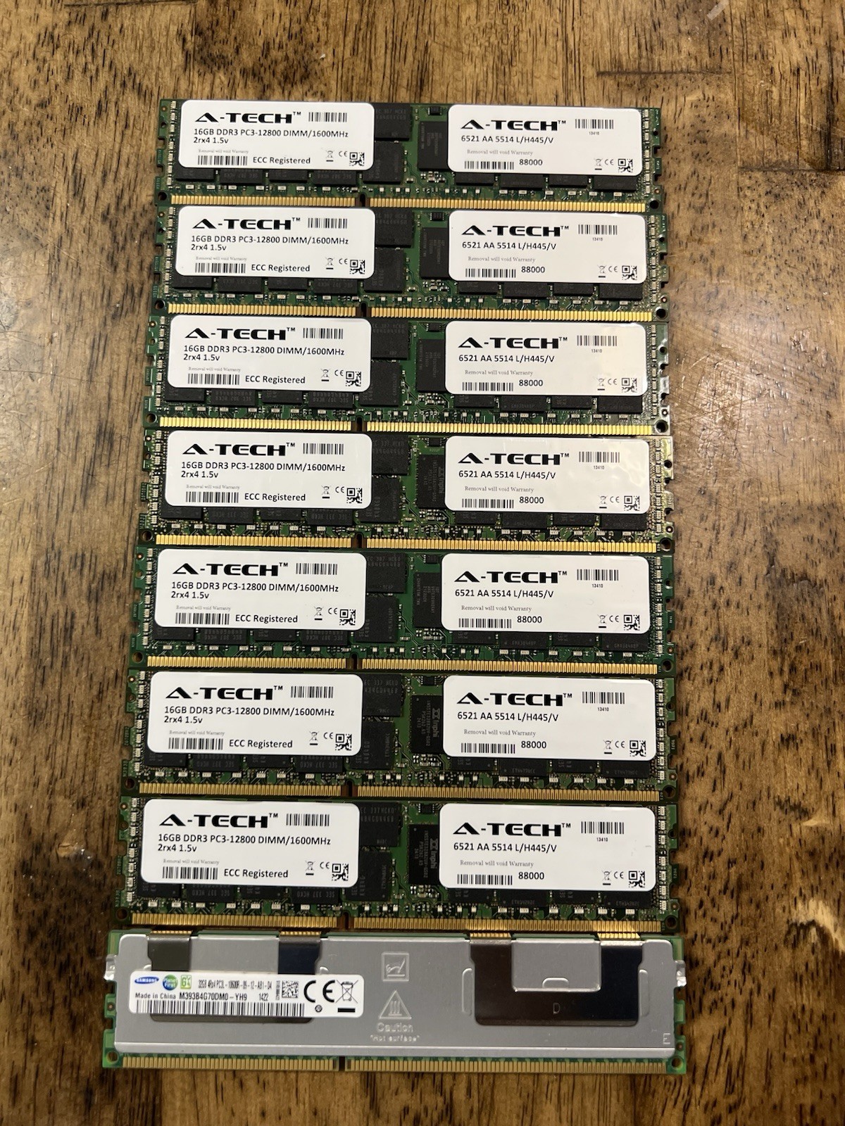 Lot of 7 + 1 A-Tech/Samsung 16GB DDR3-1600 PC3-12800R 2Rx4 ECC REG DIMM