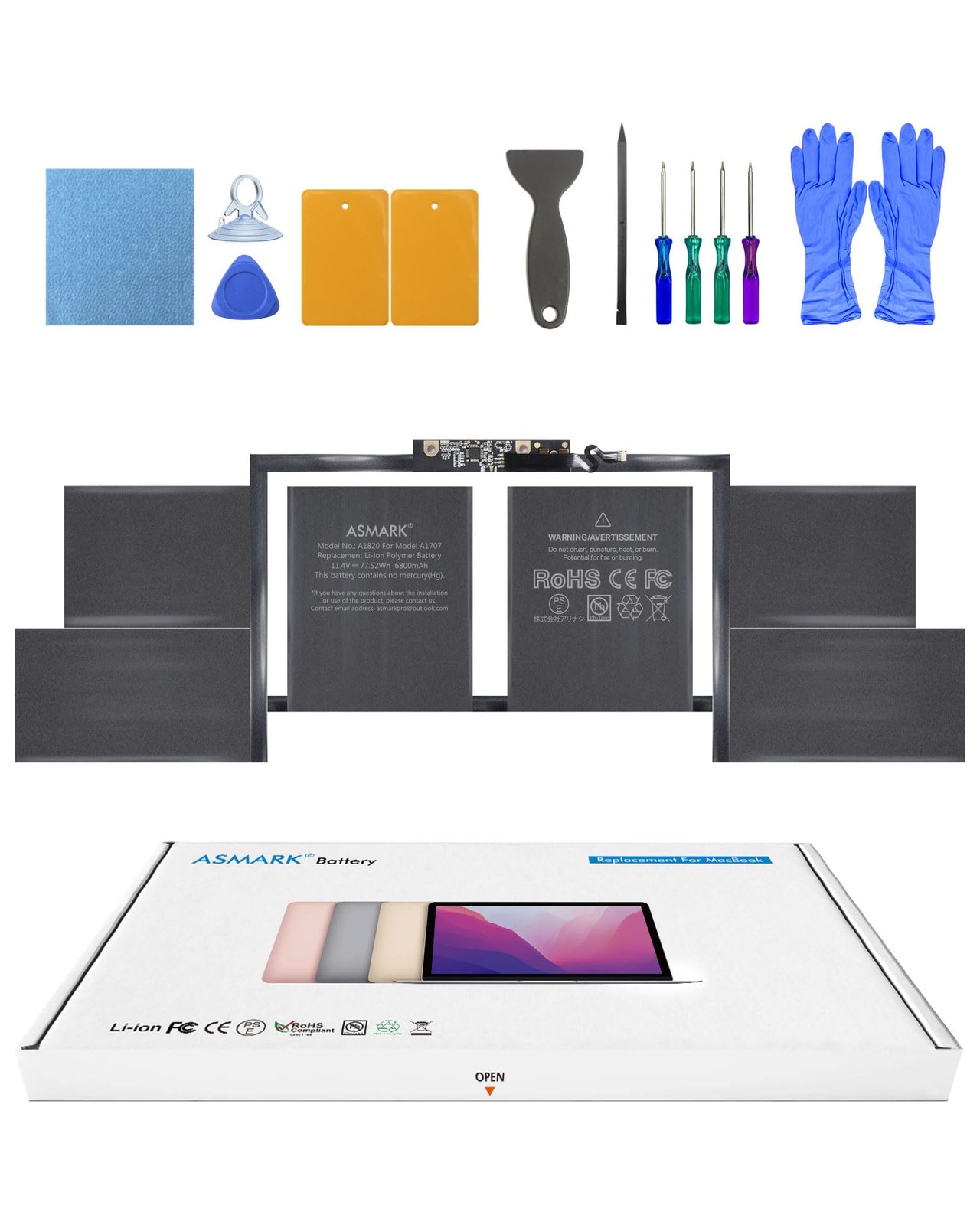 A1820 Battery for MacBook 15-inch A1707(2016, 2017) High-Performance Battery