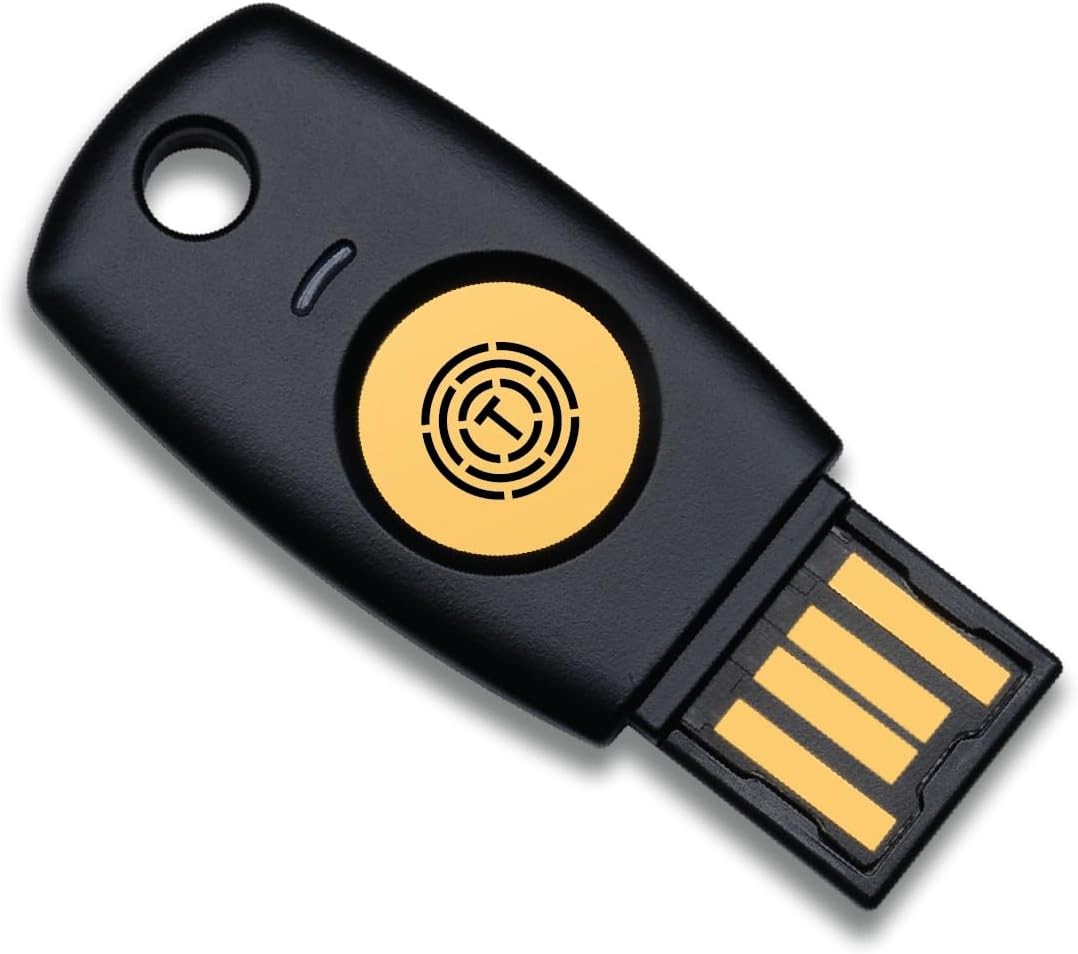 FIDO2 U2F Security Key Passkey Two-Factor Authentication (2FA) USB Black 