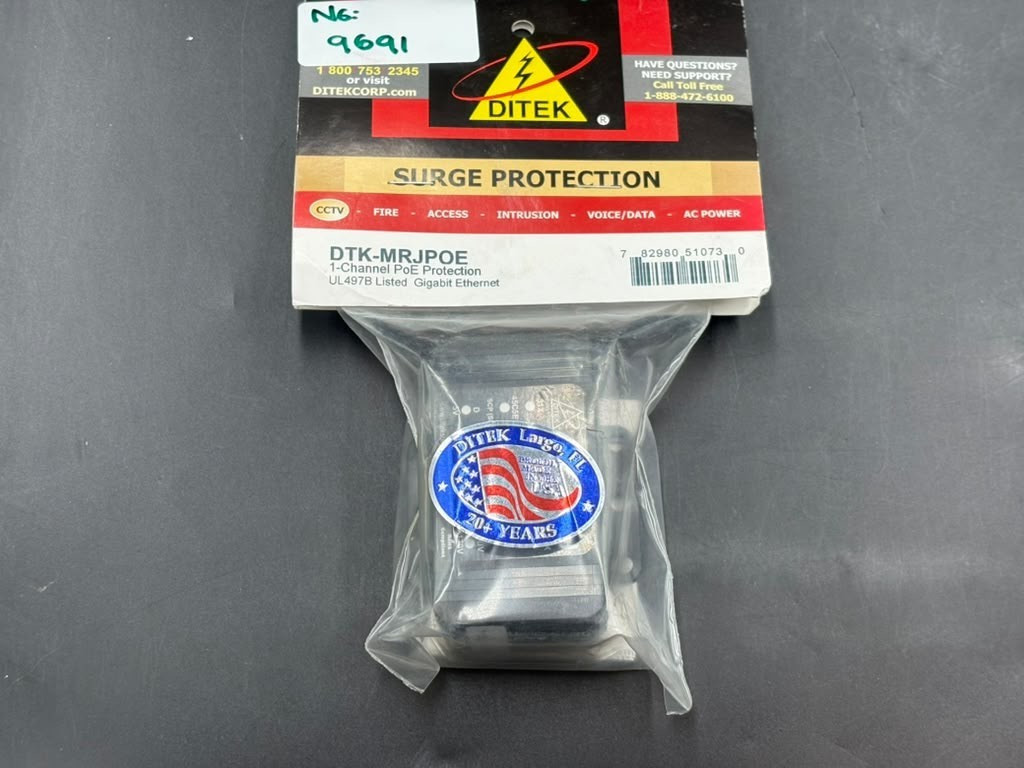 DITEK DTK-MRJPOE 1-Channel PoE RJ45 Surge Protector UL497B 120V