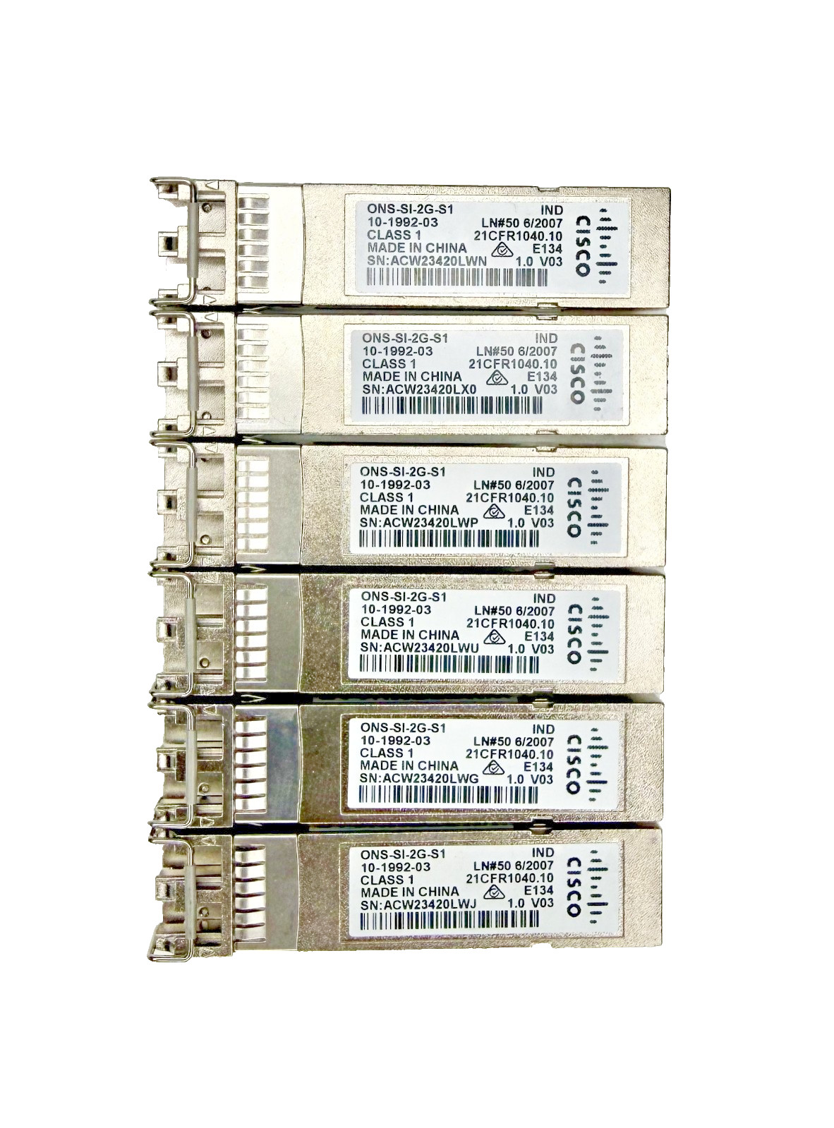(Lot of 6) Genuine Cisco ONS-SI-2G-S1 OC-48/STM-16 SFP Transceiver 1310nm 2km
