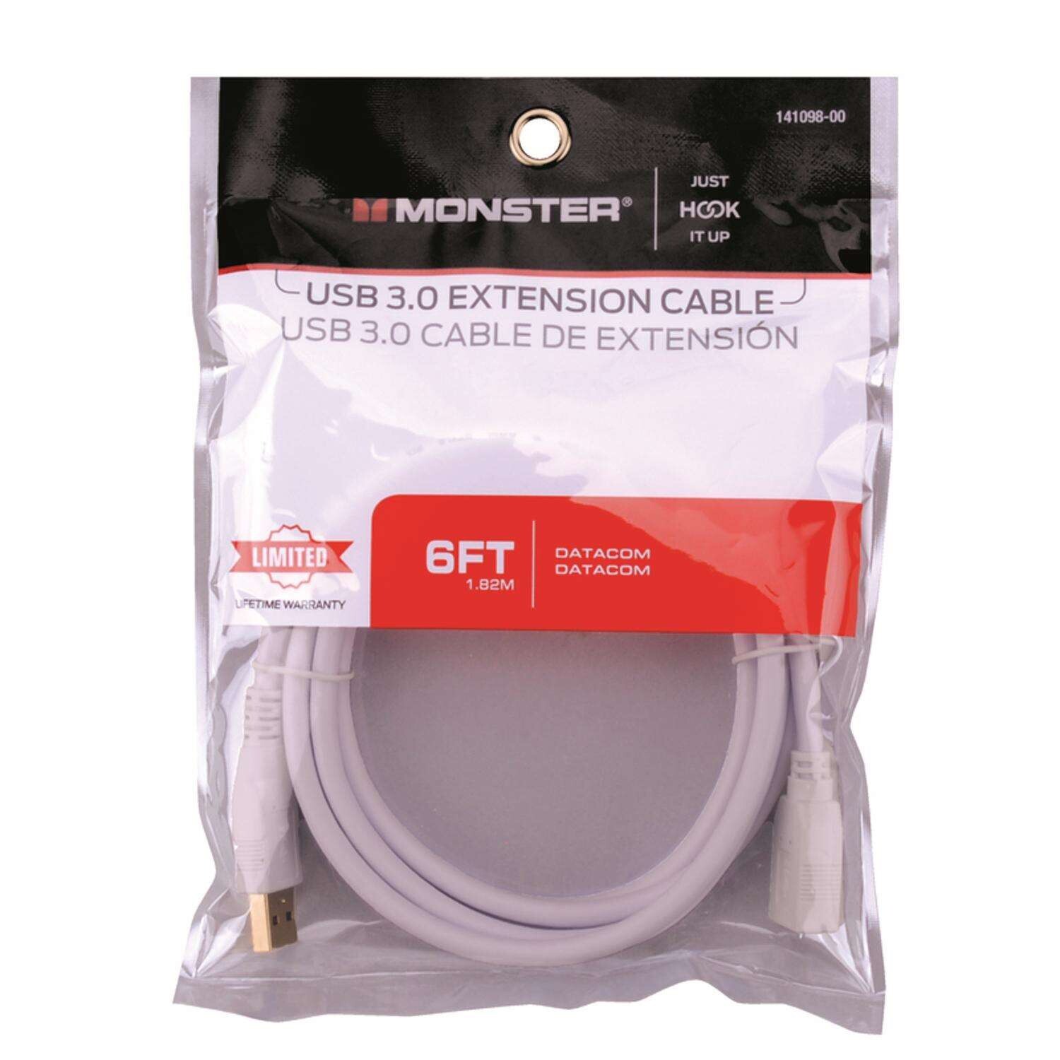 Monster 6 Ft High Performance USB 3.0 Extension Cable - New in Bag - 141098-00
