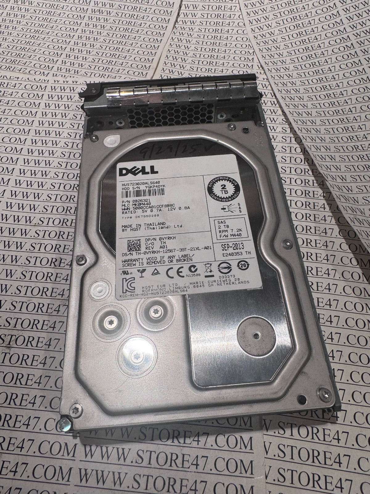 Dell 0VYRKH 2TB 7.2K SAS HUS723020ALS640 0B26321 DRIVE AND POWEREDGE TRAY