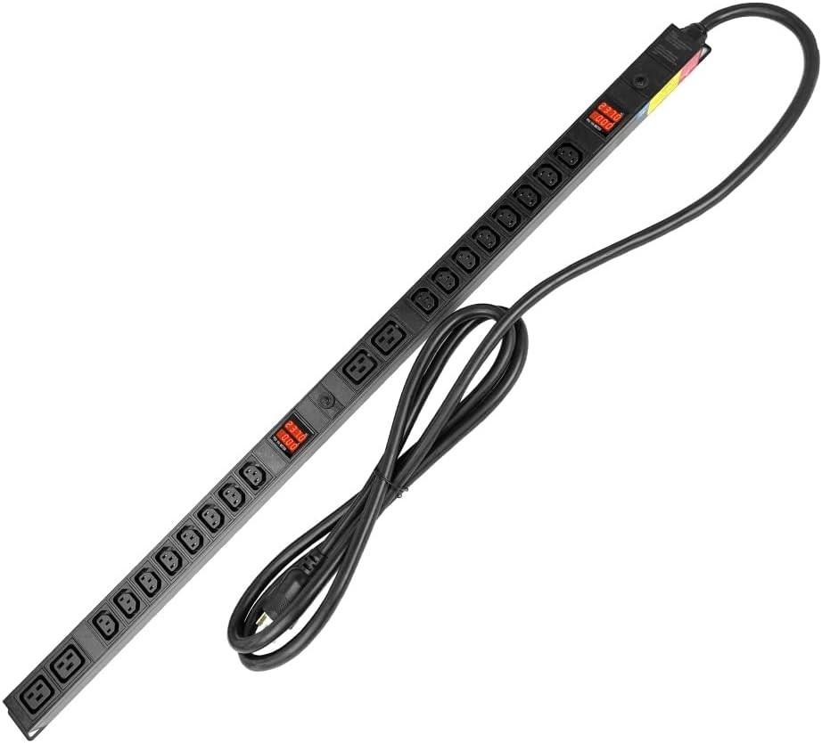 Vertical Rack PDU L6-30P 16 C13 4 C19 Outlets Surge Protected Server Rack PDU