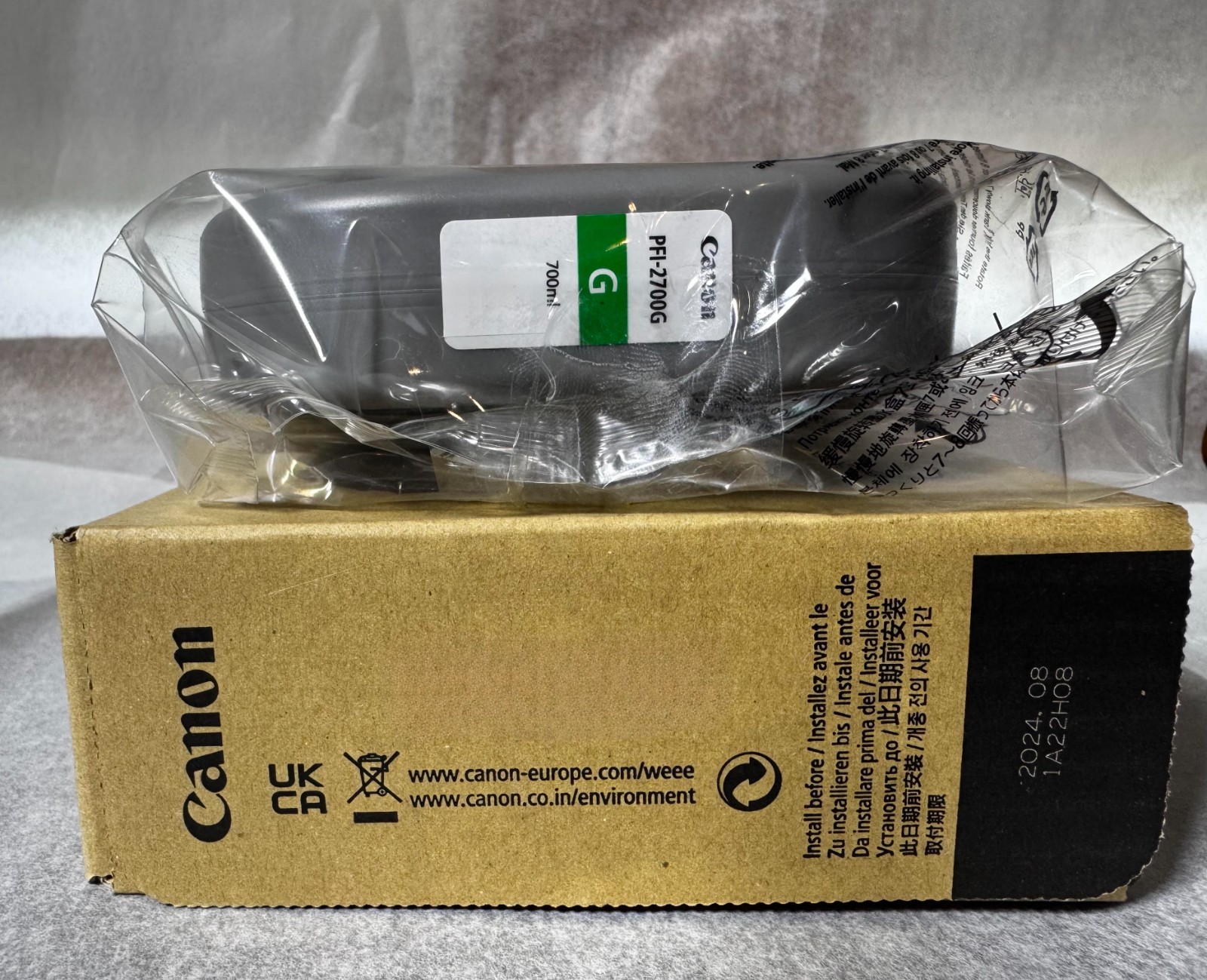 GENUINE Canon PFI-2700G Green Ink 700ml (5295C001) - EXP 2024