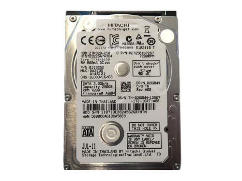 Hitachi HTS723225A7A364 PN:0J13252 DP/N: 0260NM 250gb 2.5" Sata Hard drive