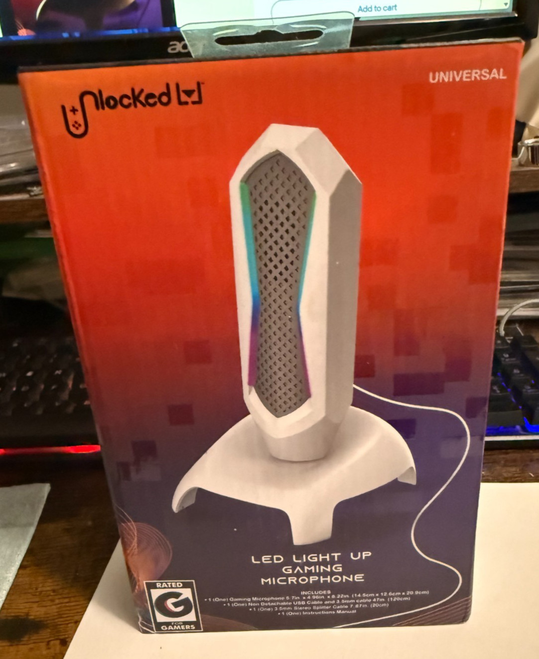 White LED Light Up Gaming Microphone by Unlocked sealed 
