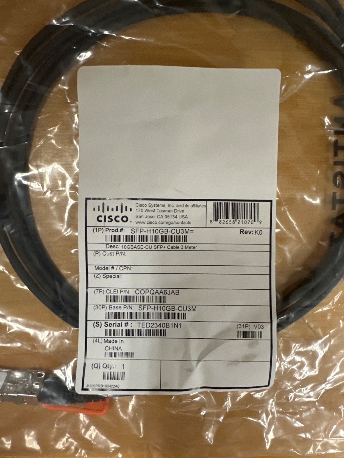 *Lot of 7* NEW Genuine Cisco SFP-H10GB-CU3M Cable 37-0961-03