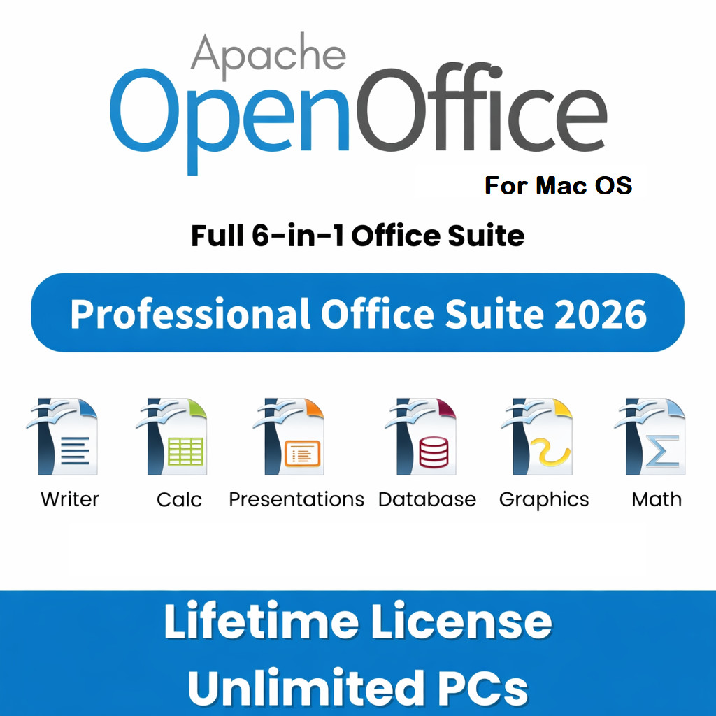 Open Office Home and Student 2026 for Mac OS - Full 6 in 1 Office Suite