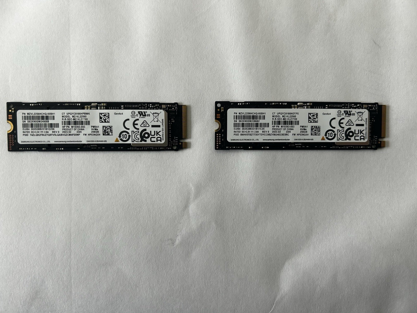 Lot of 2 - Samsung PM9A1 256GB NVMe M.2 2280 PCIe Gen4 SSD MZ-VL22560 - GRADE: A