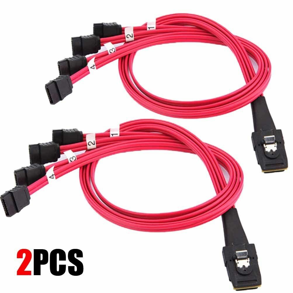 2x Mini SAS 10Gbps SFF-8087 36Pin to 4 SATA Hard Drive Splitter Cable 50cm USA